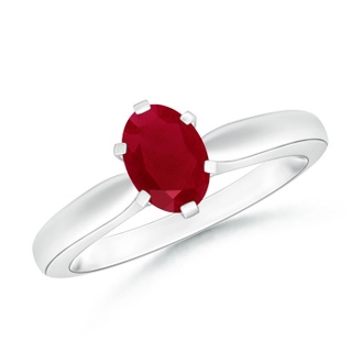 7x5mm AA Tapered Shank Oval Solitaire Ruby Ring in P950 Platinum