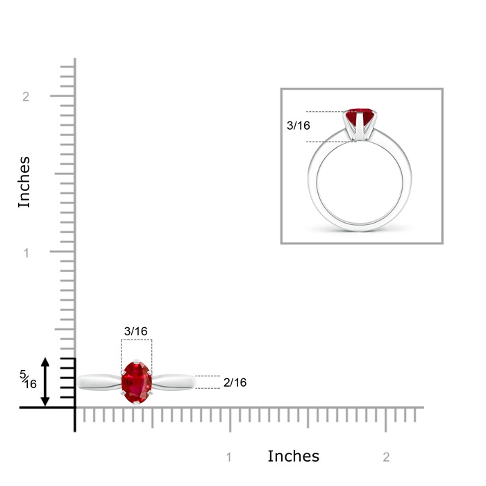 7x5mm AAA Tapered Shank Oval Solitaire Ruby Ring in White Gold product image