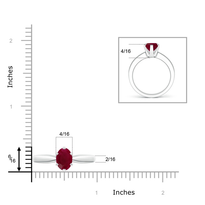 9x7mm A Tapered Shank Oval Solitaire Ruby Ring in P950 Platinum product image