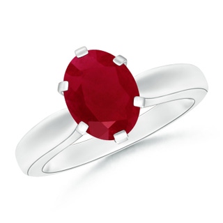 9x7mm AA Tapered Shank Oval Solitaire Ruby Ring in P950 Platinum