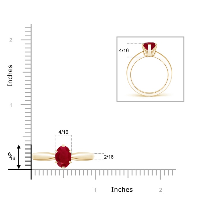 9x7mm AA Tapered Shank Oval Solitaire Ruby Ring in Yellow Gold product image