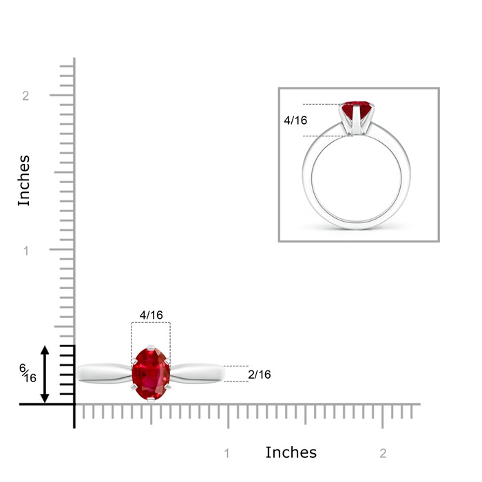 9x7mm AAA Tapered Shank Oval Solitaire Ruby Ring in P950 Platinum product image