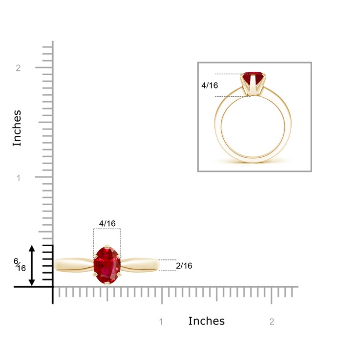 9x7mm AAA Tapered Shank Oval Solitaire Ruby Ring in Yellow Gold product image
