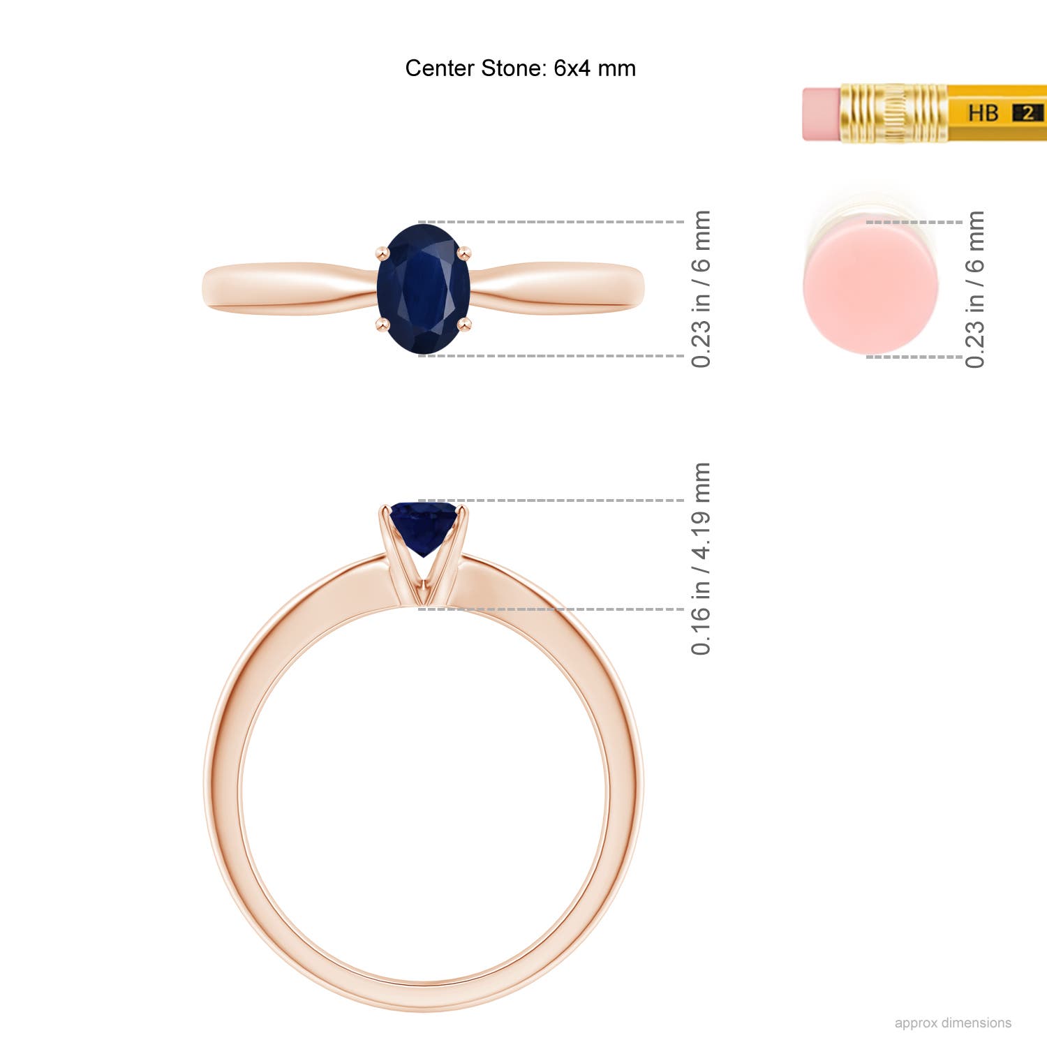 A - Blue Sapphire / 0.6 CT / 14 KT Rose Gold