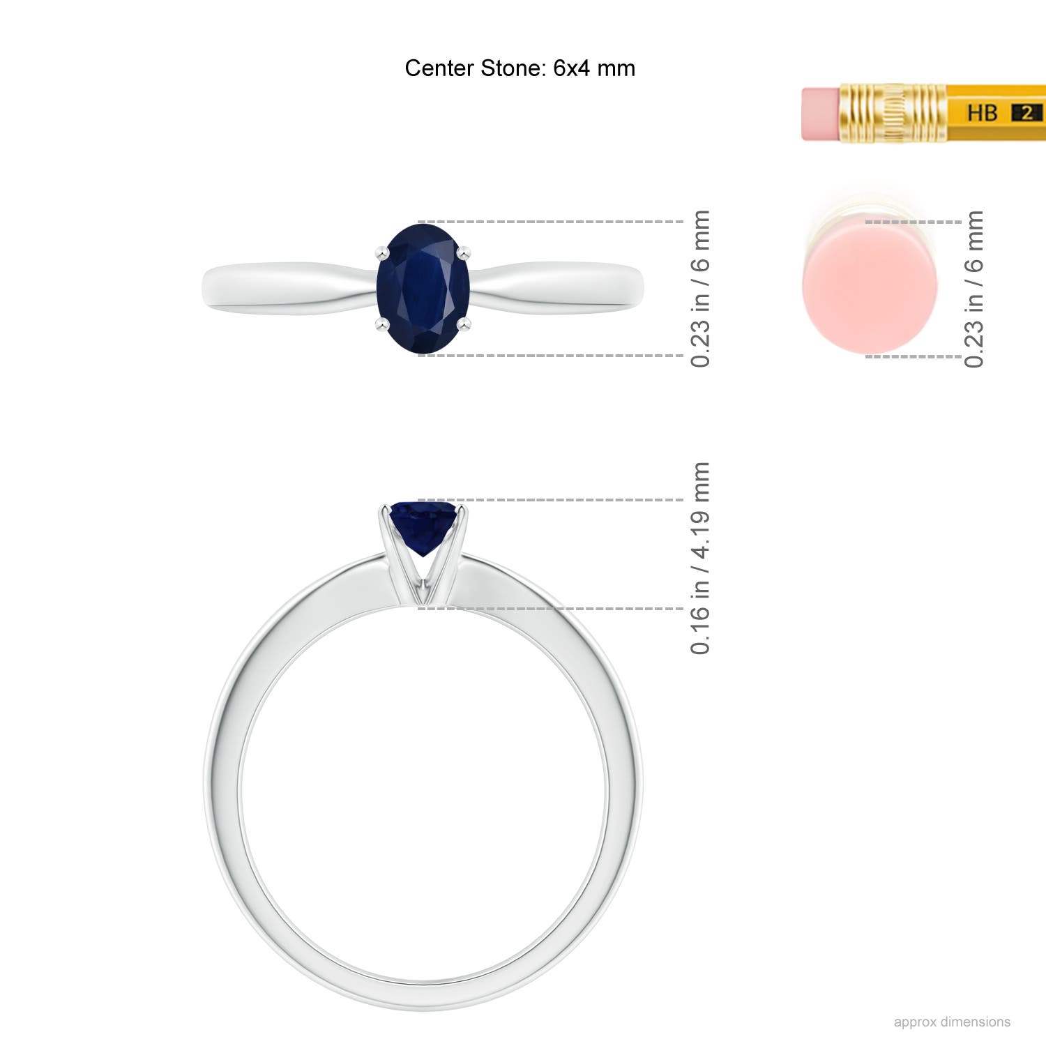 A - Blue Sapphire / 0.6 CT / 14 KT White Gold