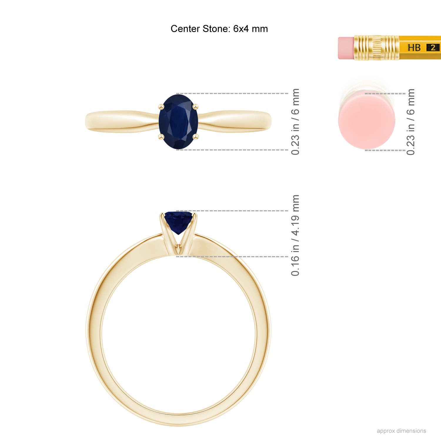 A - Blue Sapphire / 0.6 CT / 14 KT Yellow Gold