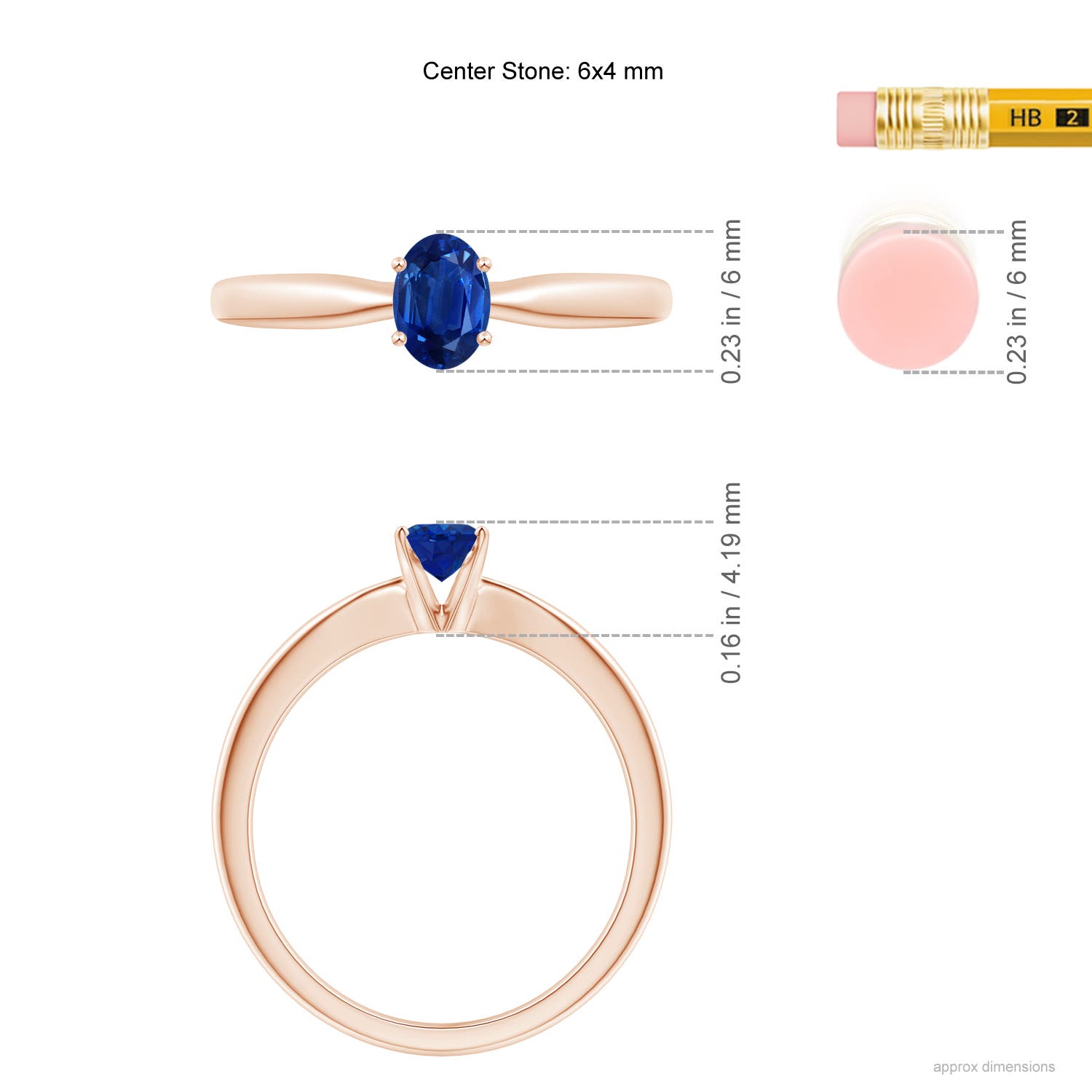 AAA - Blue Sapphire / 0.6 CT / 14 KT Rose Gold