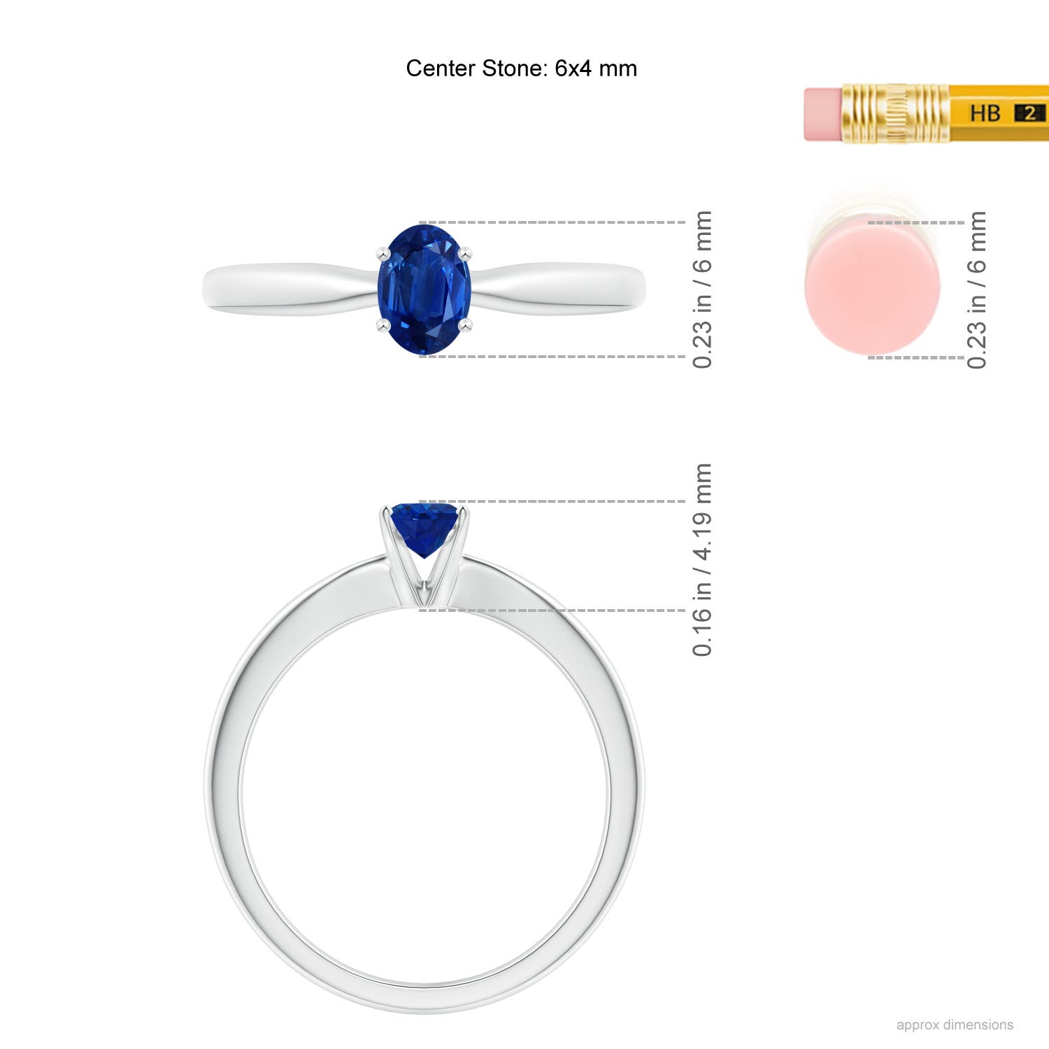 AAA - Blue Sapphire / 0.6 CT / 14 KT White Gold