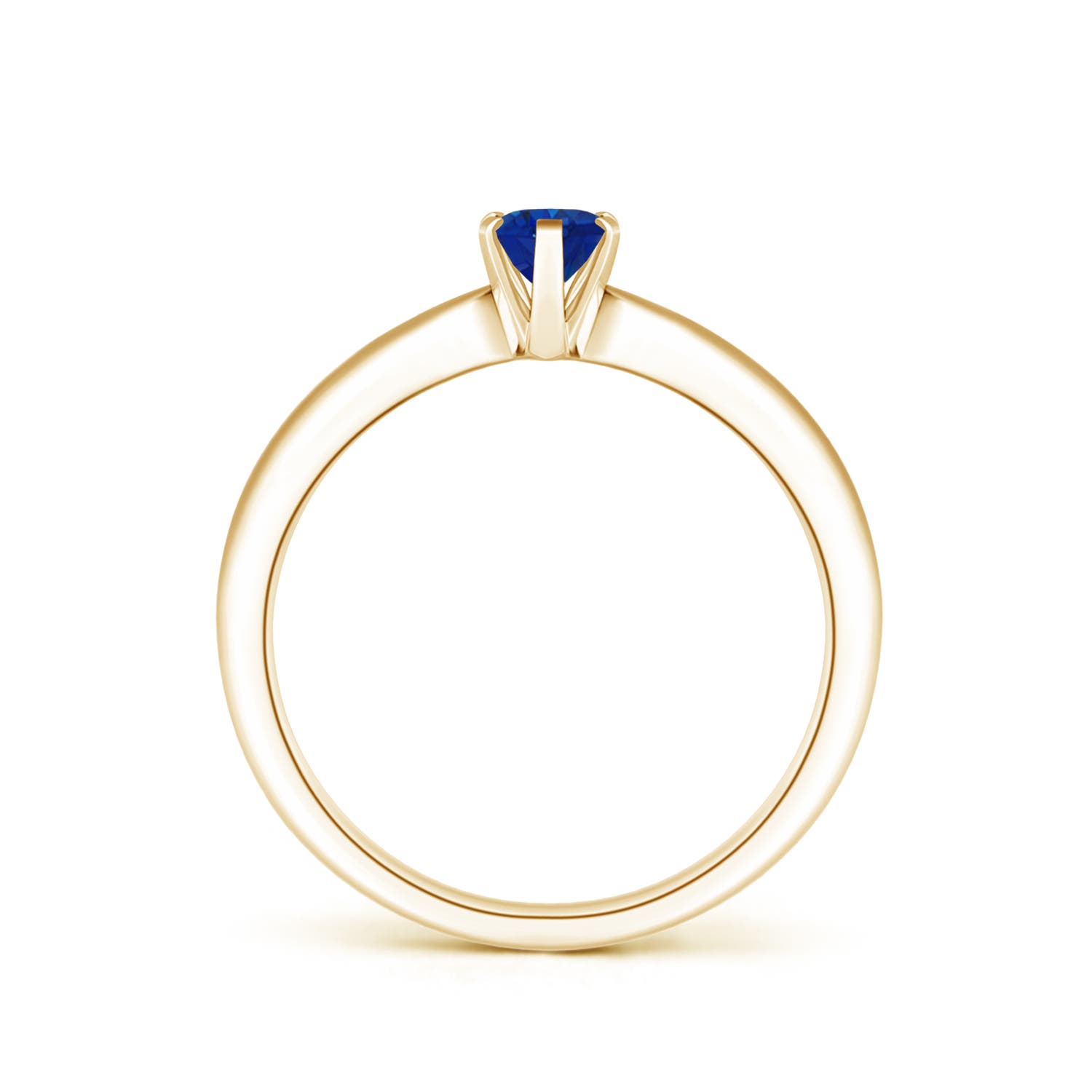 6x4mm AAA Tapered Shank Oval Solitaire Sapphire Ring in Yellow Gold - side 3