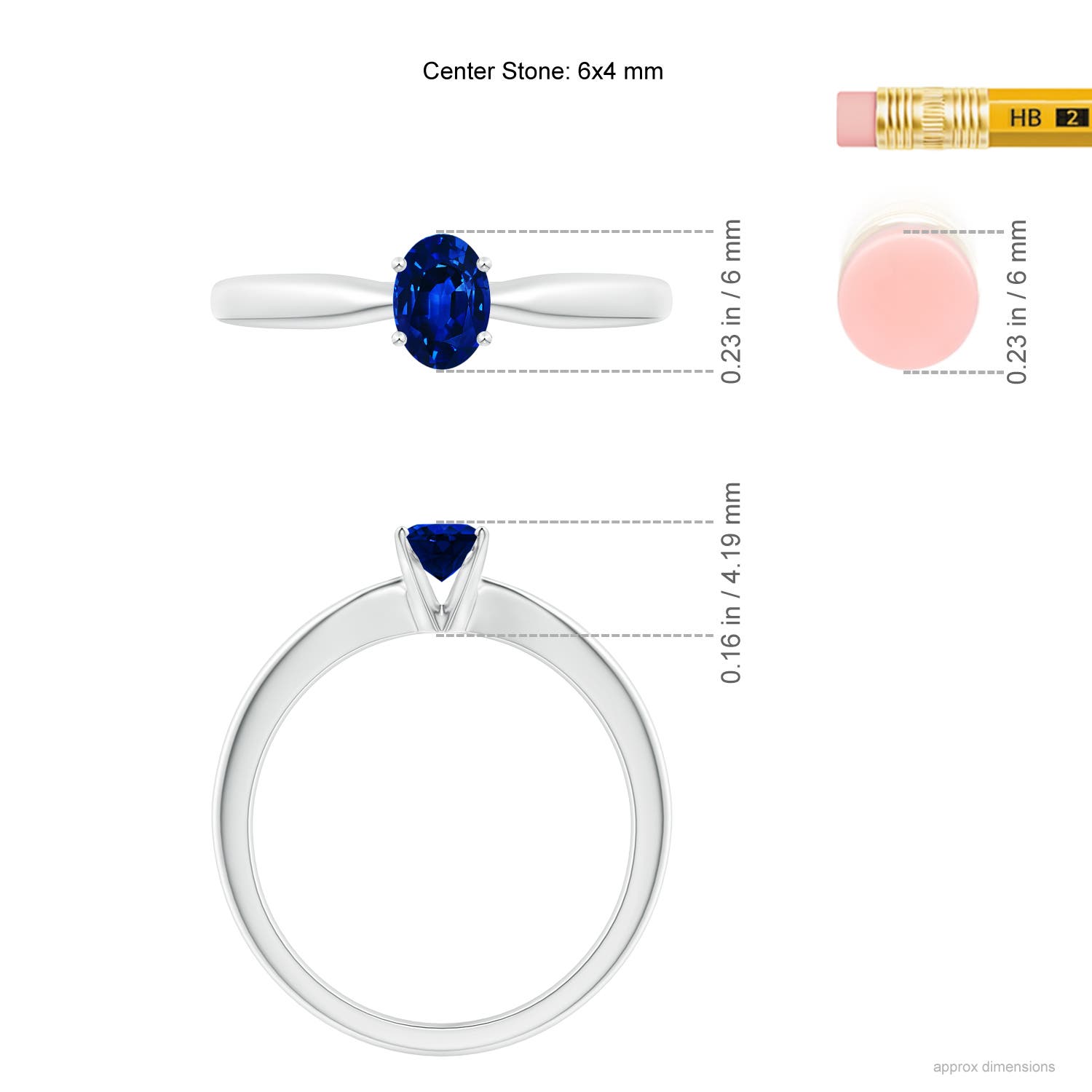 AAAA - Blue Sapphire / 0.6 CT / 14 KT White Gold