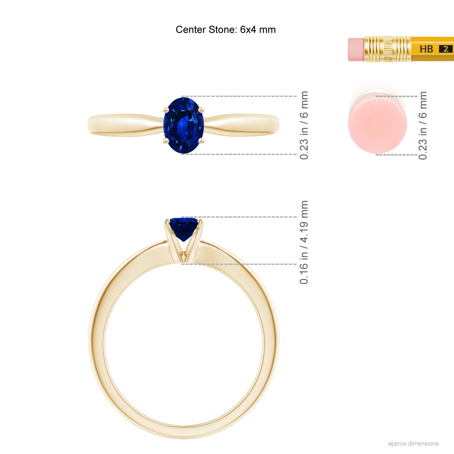 AAAA - Blue Sapphire / 0.6 CT / 14 KT Yellow Gold