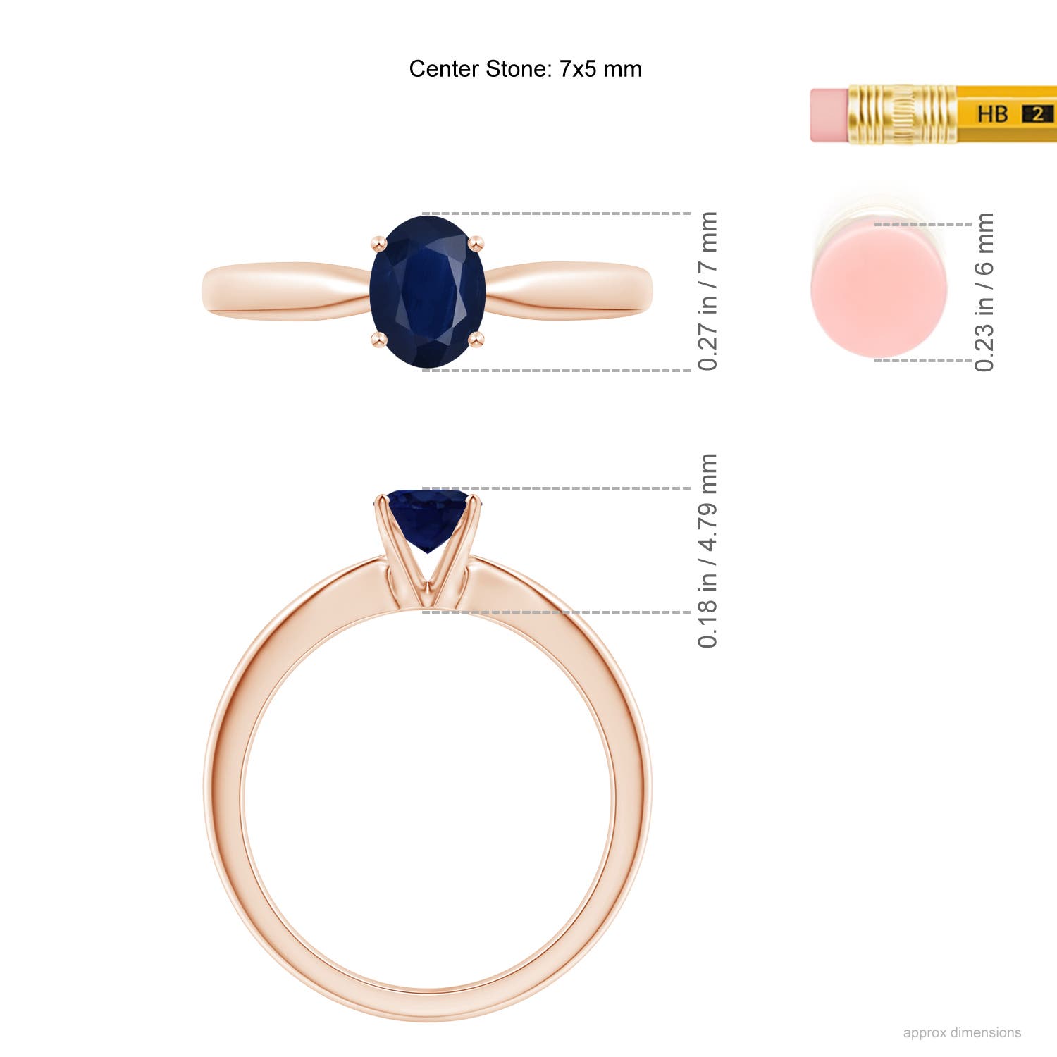 A - Blue Sapphire / 0.85 CT / 14 KT Rose Gold