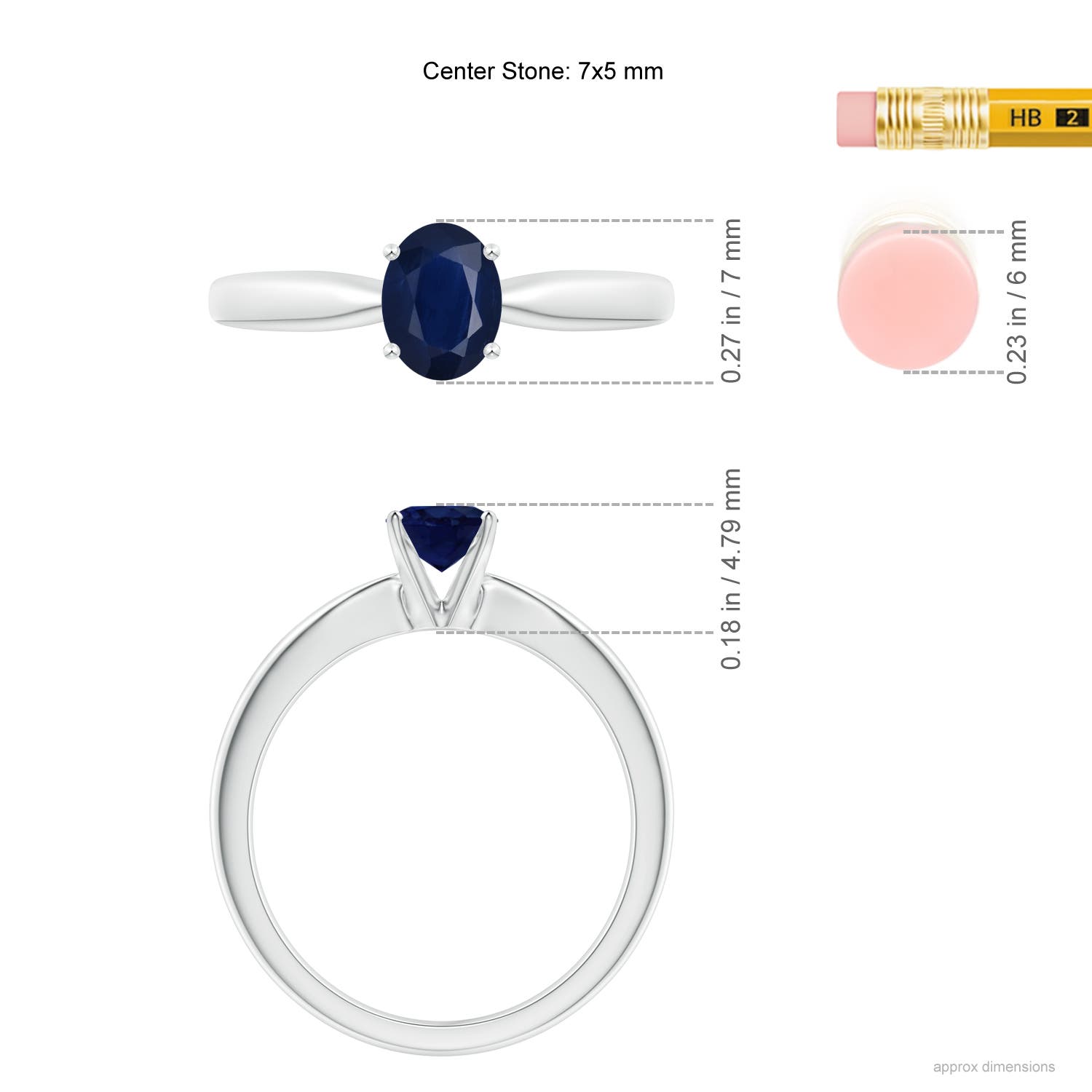 A - Blue Sapphire / 0.85 CT / 14 KT White Gold