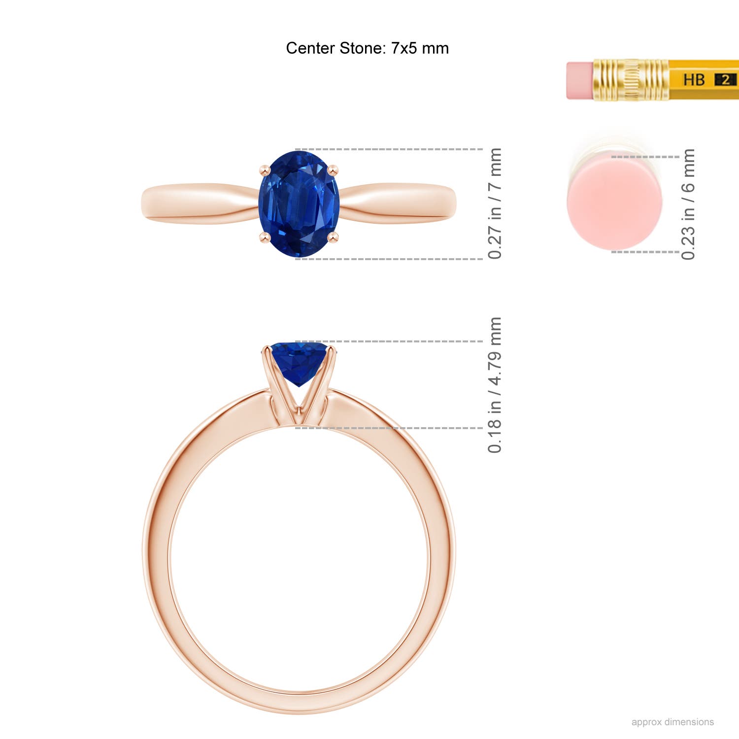 AAA - Blue Sapphire / 0.85 CT / 14 KT Rose Gold