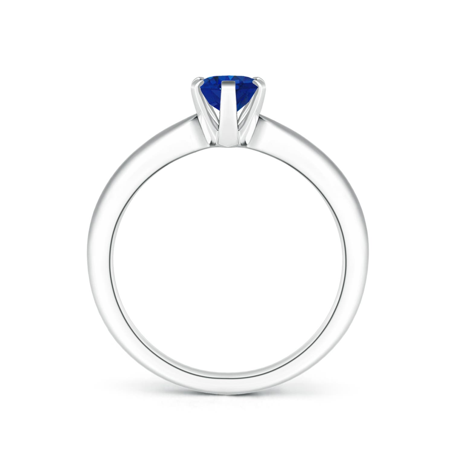 7x5mm AAA Tapered Shank Oval Solitaire Sapphire Ring in White Gold