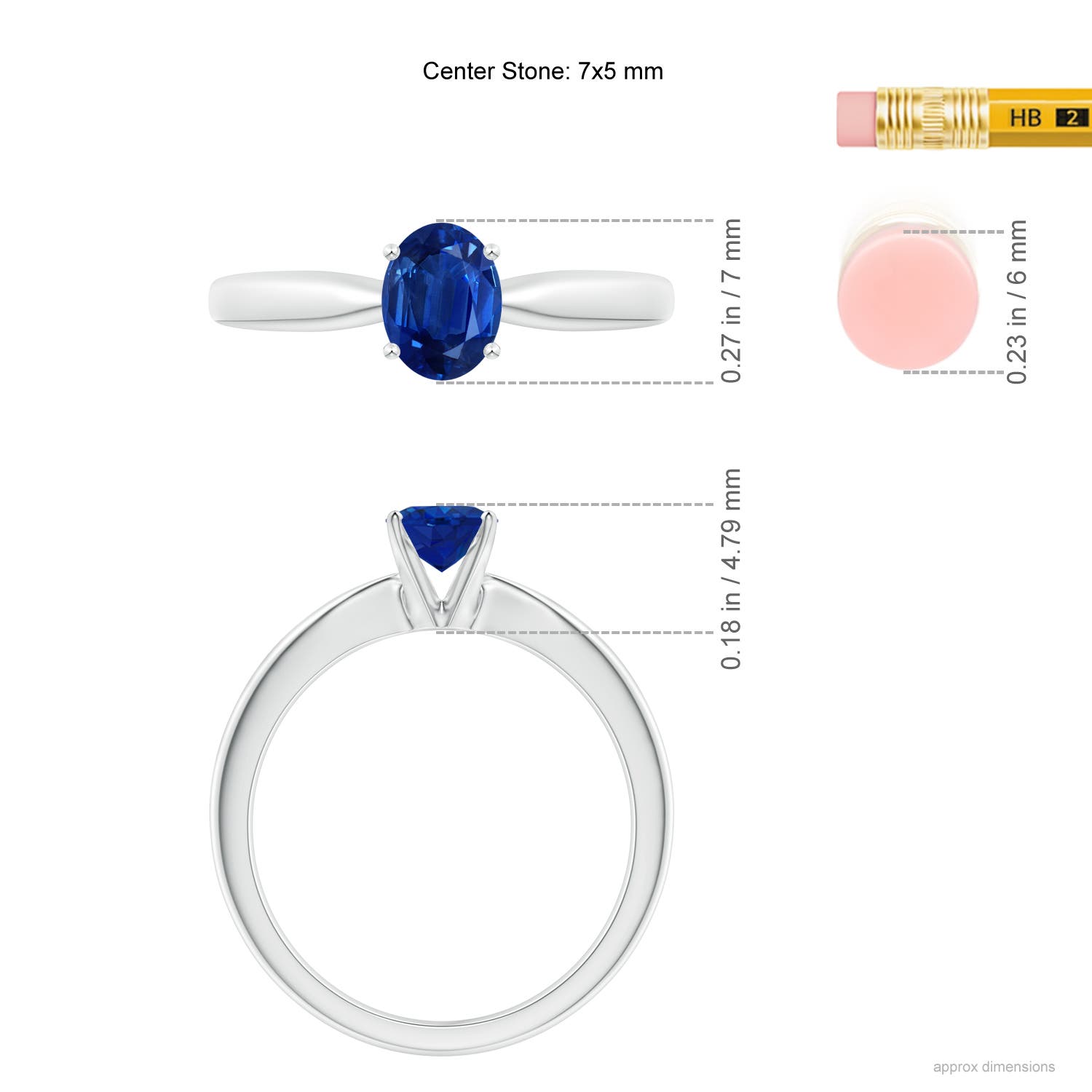 AAA - Blue Sapphire / 0.85 CT / 14 KT White Gold