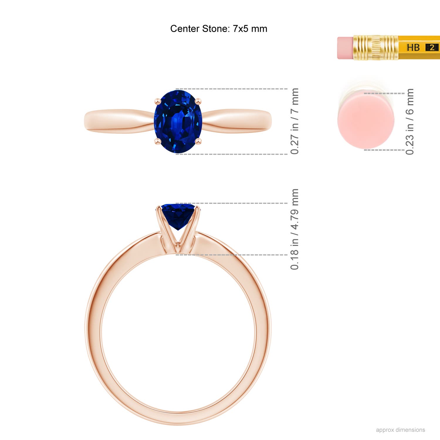 AAAA - Blue Sapphire / 0.85 CT / 14 KT Rose Gold