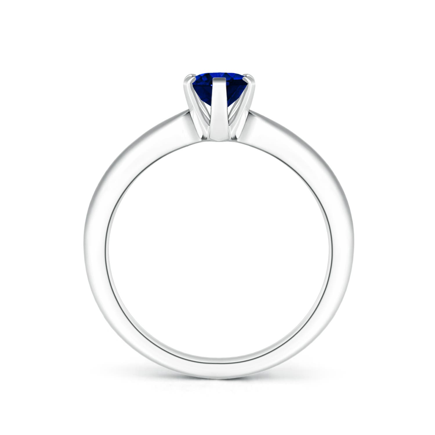 7x5mm AAAA Tapered Shank Oval Solitaire Sapphire Ring in White Gold