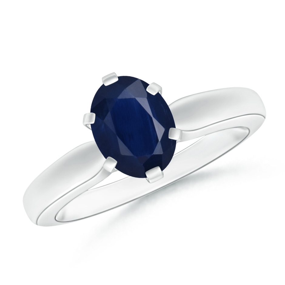 8x6mm A Tapered Shank Oval Solitaire Sapphire Ring in P950 Platinum 