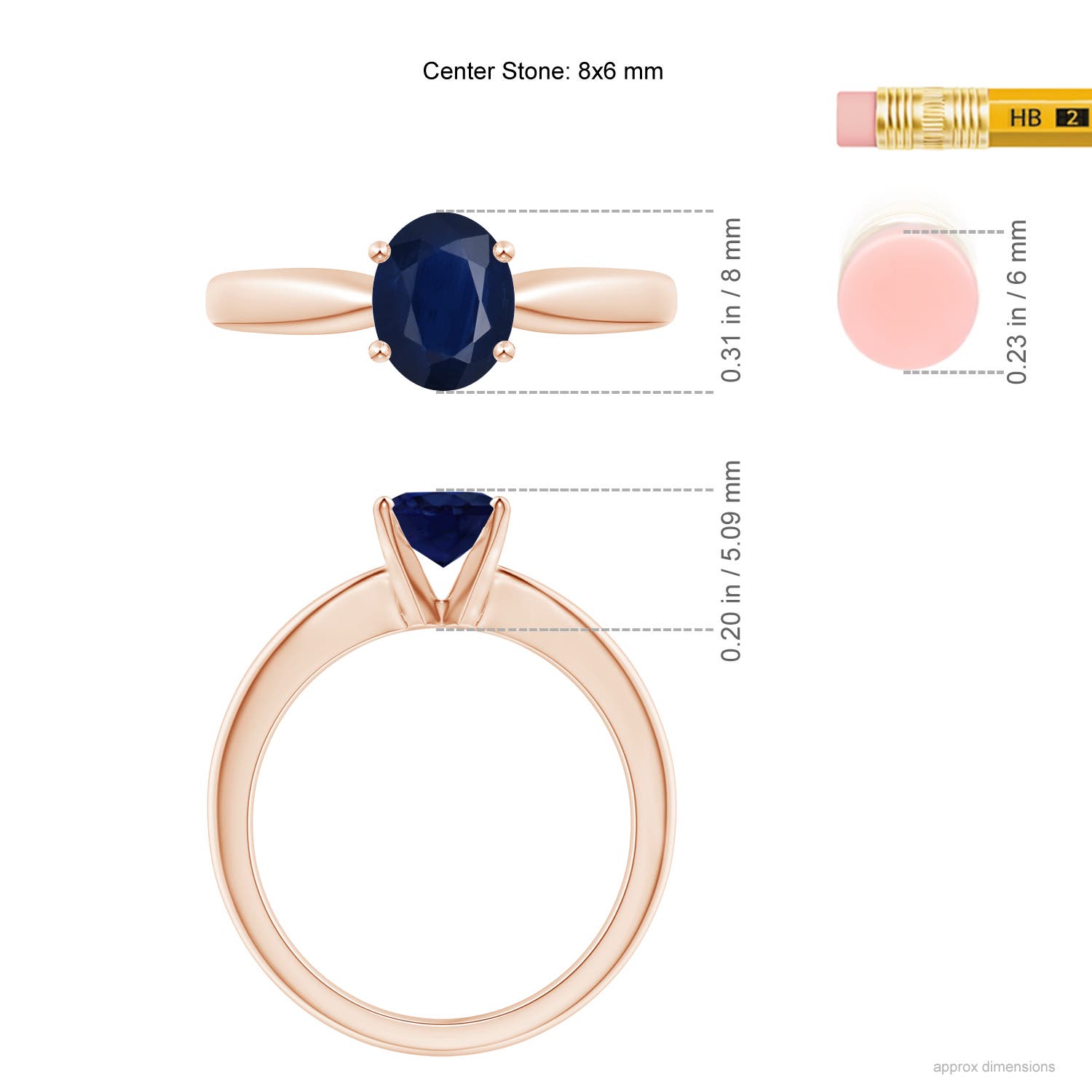 A - Blue Sapphire / 1.55 CT / 14 KT Rose Gold