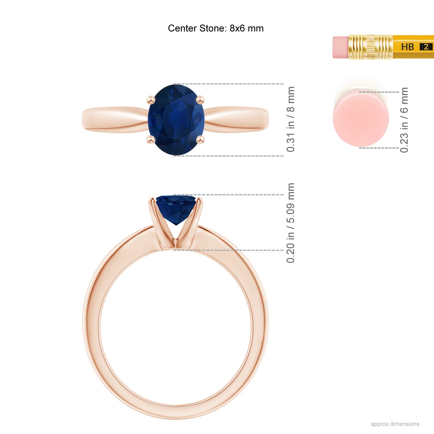 AA - Blue Sapphire / 1.55 CT / 14 KT Rose Gold