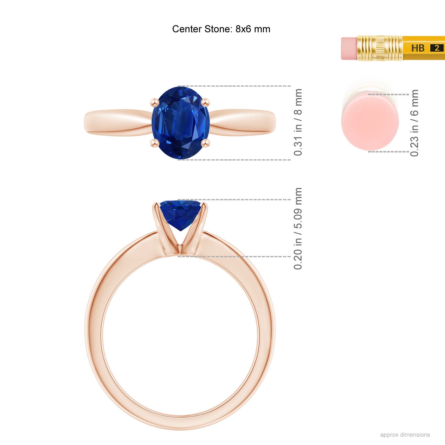 AAA - Blue Sapphire / 1.55 CT / 14 KT Rose Gold