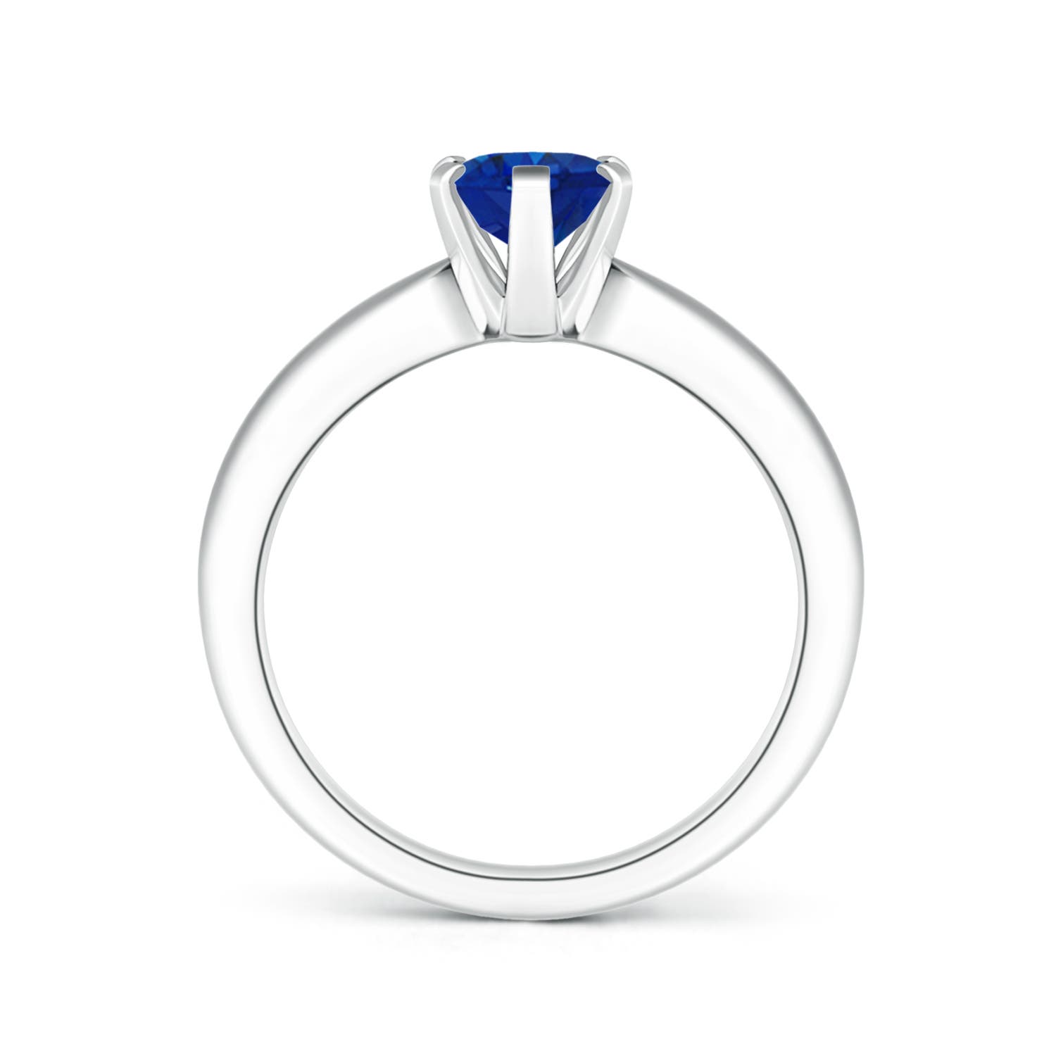 8x6mm AAA Tapered Shank Oval Solitaire Sapphire Ring in White Gold