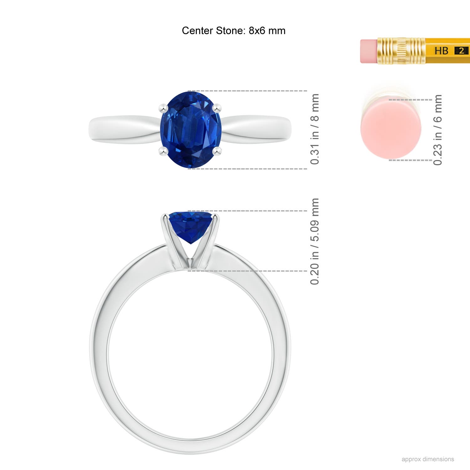 AAA - Blue Sapphire / 1.55 CT / 14 KT White Gold