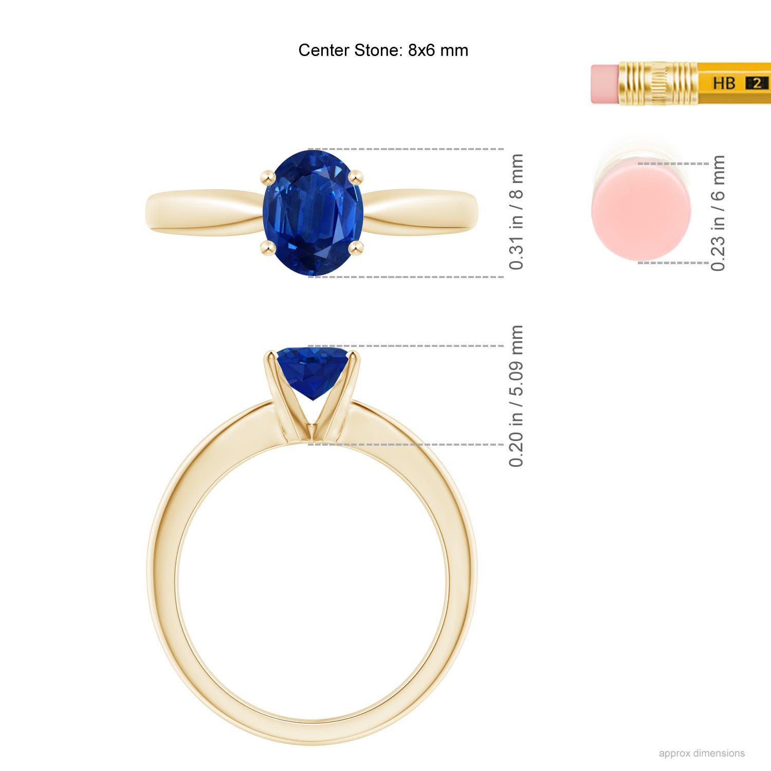 AAA - Blue Sapphire / 1.55 CT / 14 KT Yellow Gold