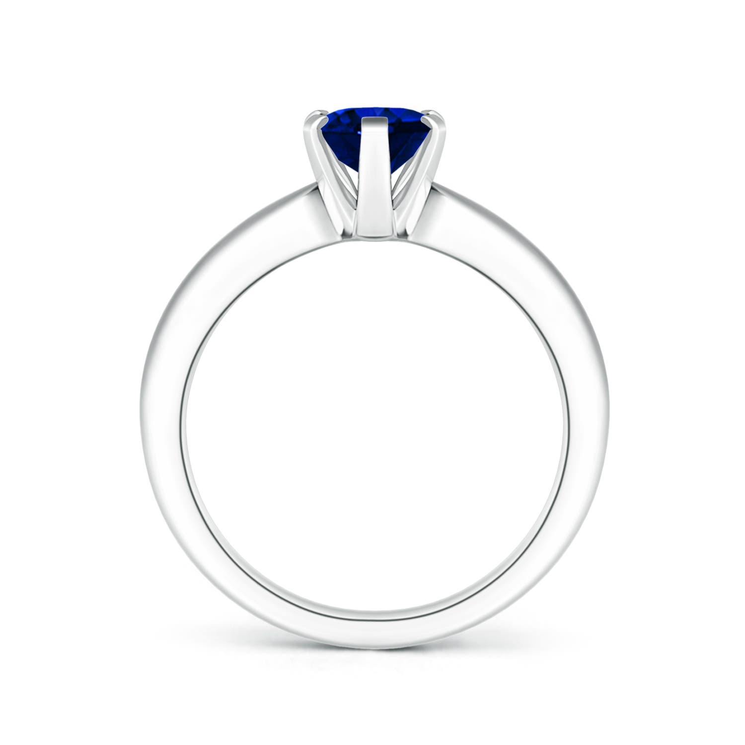 8x6mm AAAA Tapered Shank Oval Solitaire Sapphire Ring in White Gold