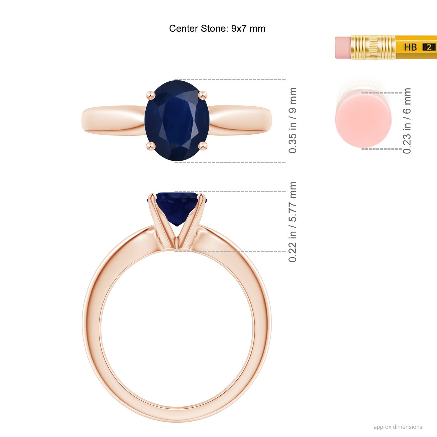 A - Blue Sapphire / 2 CT / 14 KT Rose Gold