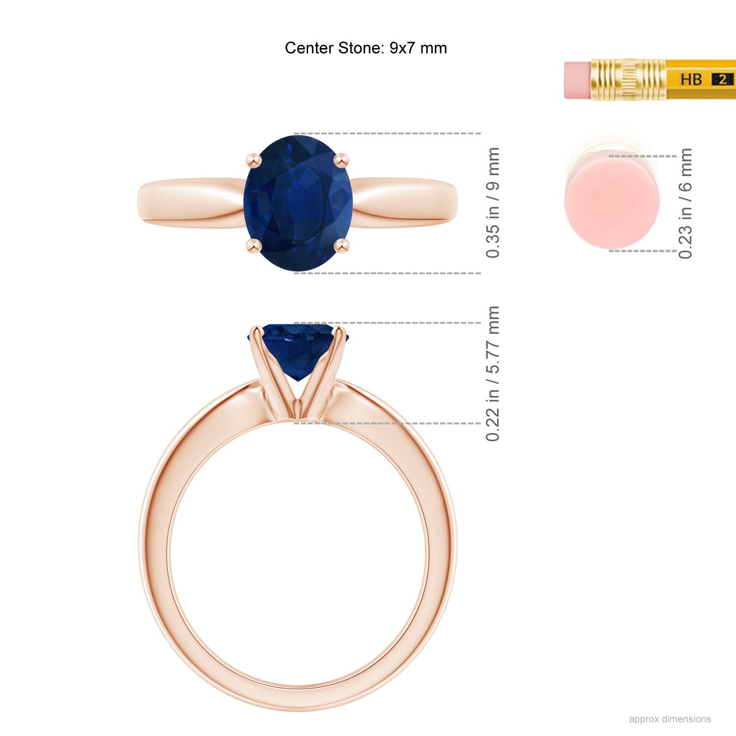 AA - Blue Sapphire / 2 CT / 14 KT Rose Gold