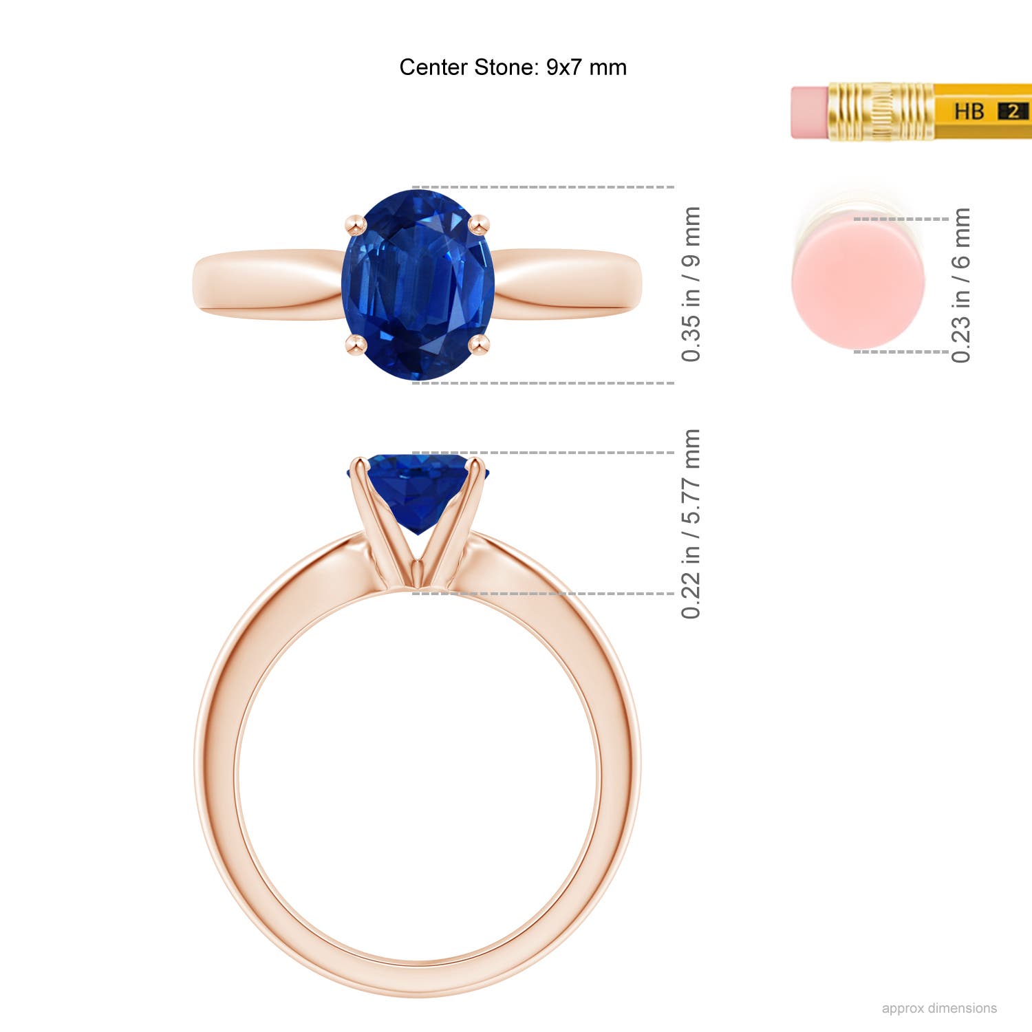 AAA - Blue Sapphire / 2 CT / 14 KT Rose Gold