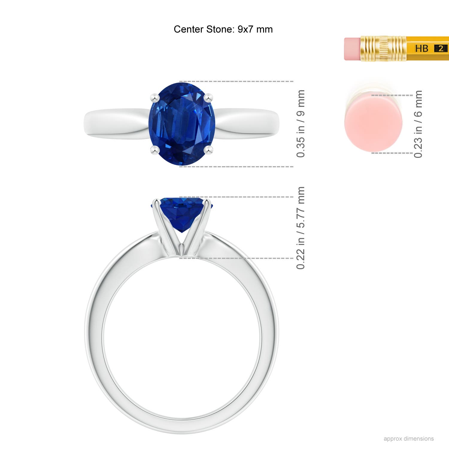 AAA - Blue Sapphire / 2 CT / 14 KT White Gold