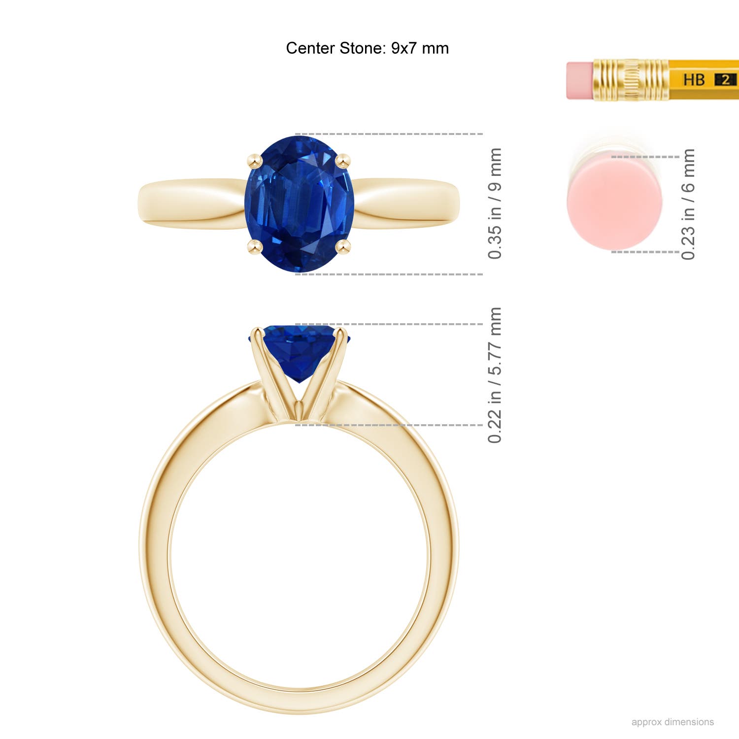 AAA - Blue Sapphire / 2 CT / 14 KT Yellow Gold