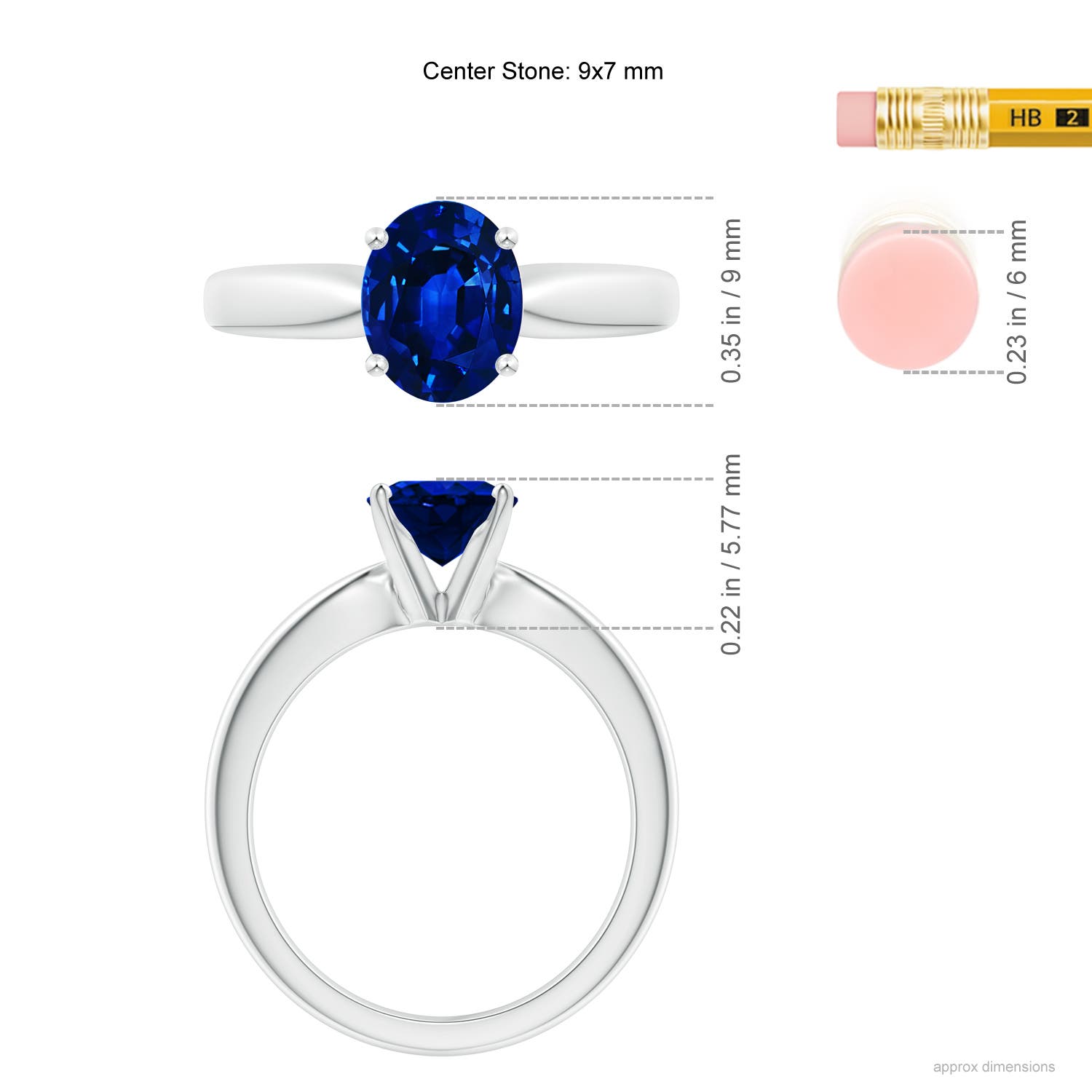 AAAA - Blue Sapphire / 2 CT / 14 KT White Gold