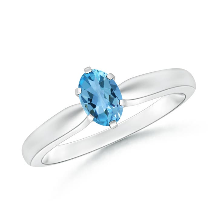 AA - Swiss Blue Topaz / 0.54 CT / 14 KT White Gold