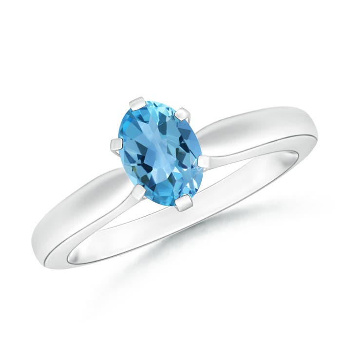 AA - Swiss Blue Topaz / 0.95 CT / 14 KT White Gold