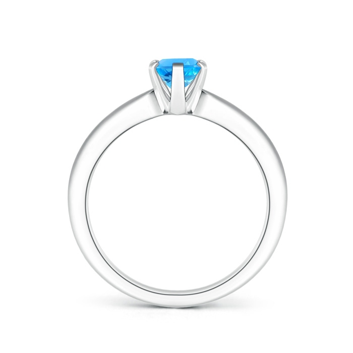 7x5mm AAAA Tapered Shank Oval Solitaire Swiss Blue Topaz Ring in White Gold product image