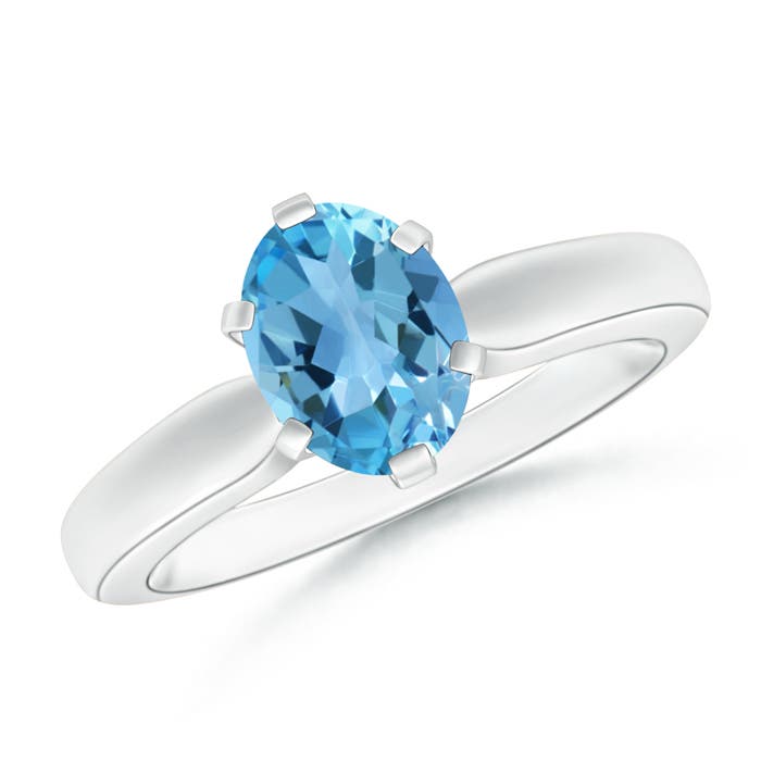 AA - Swiss Blue Topaz / 1.5 CT / 14 KT White Gold