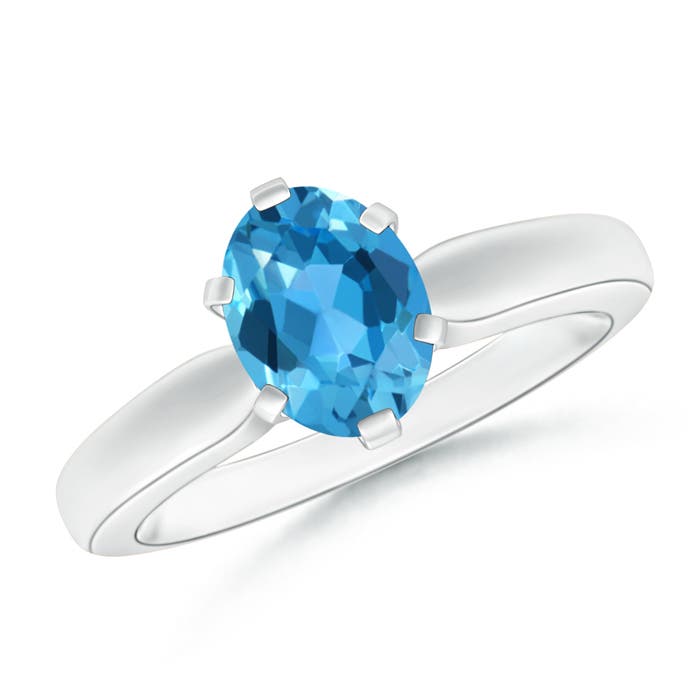 AAA - Swiss Blue Topaz / 1.5 CT / 14 KT White Gold