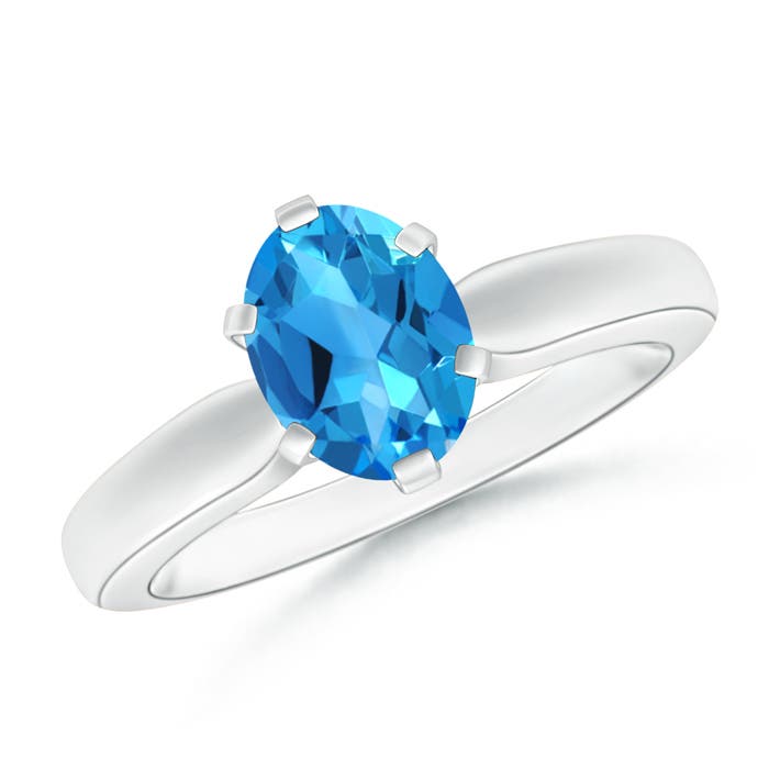 AAAA - Swiss Blue Topaz / 1.5 CT / 14 KT White Gold