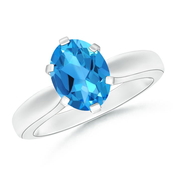 AAAA - Swiss Blue Topaz / 2.25 CT / 14 KT White Gold