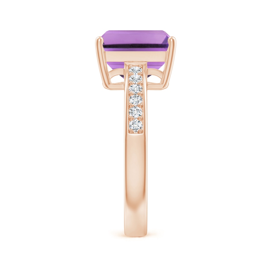 10x8mm A Octagonal Amethyst Cocktail Ring with Diamonds in Rose Gold side-2