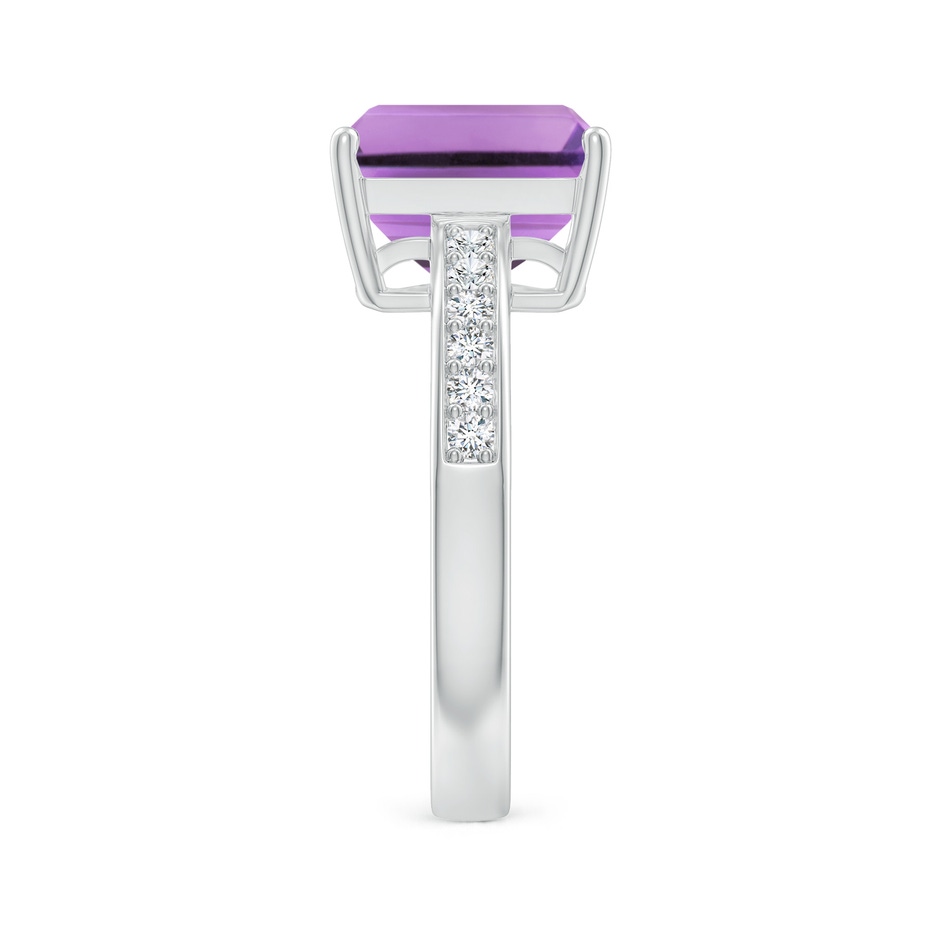 10x8mm A Octagonal Amethyst Cocktail Ring with Diamonds in White Gold side-2
