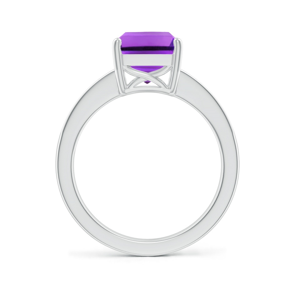 10x8mm AAA Octagonal Amethyst Cocktail Ring with Diamonds in White Gold Side-1