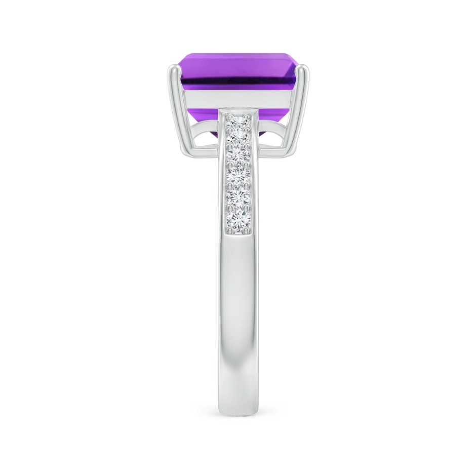 10x8mm AAA Octagonal Amethyst Cocktail Ring with Diamonds in White Gold Side-2