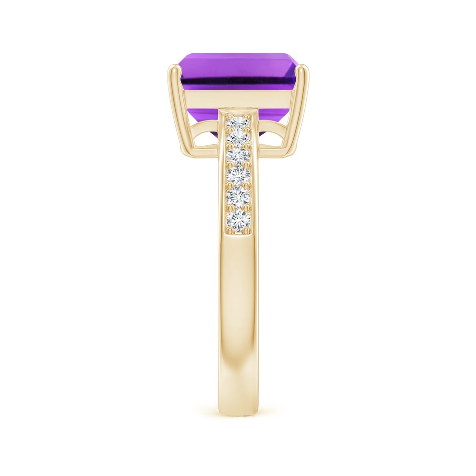 10x8mm AAA Octagonal Amethyst Cocktail Ring with Diamonds in Yellow Gold Side-2