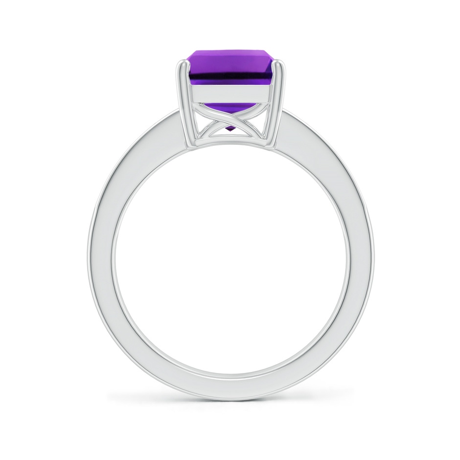 10x8mm AAAA Octagonal Amethyst Cocktail Ring with Diamonds in P950 Platinum Side-1