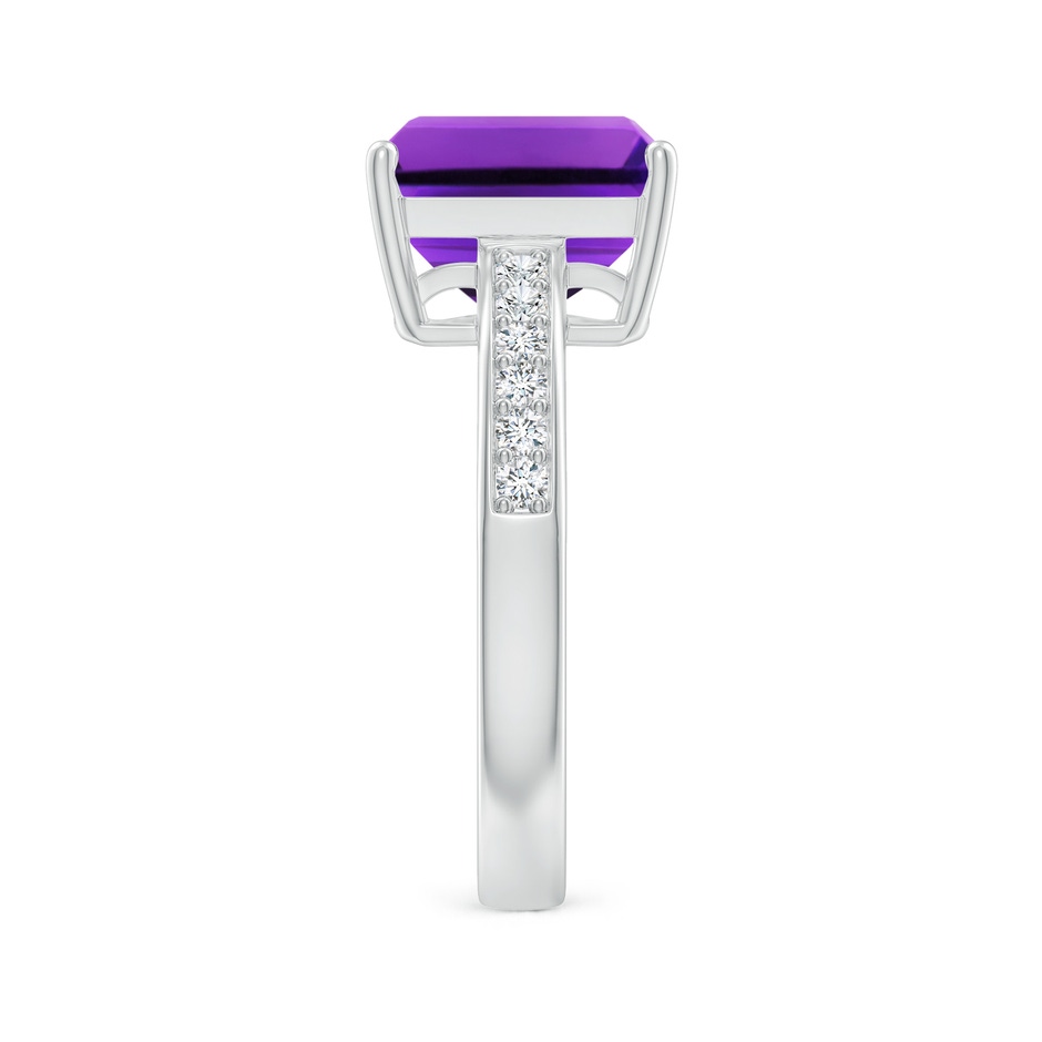 10x8mm AAAA Octagonal Amethyst Cocktail Ring with Diamonds in P950 Platinum Side-2